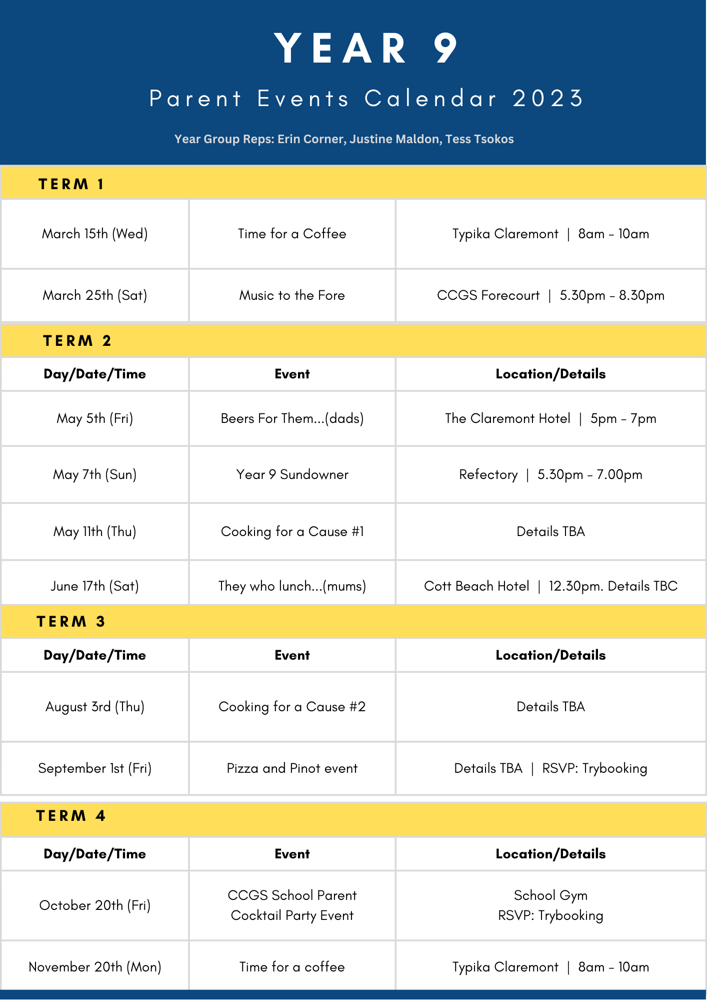 Parent events CCGS Christ Church Grammar School